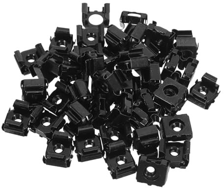 LOLIPPYY Tuerca Enjaulada M4 para Rack de Servidores, 100 Unidades, Hierro Recubrimiento Negro, Tuercas de Jaula para Montaje en Gabinete Electrónico y Red, Fijación Resistente