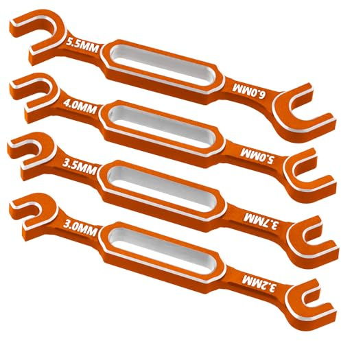 4PCS RC Wrench 3.0/3.2/3.5/3.7/4.0/5.0/5.5/6.0mm Turnbuckle Nut Ball Joint Remover RC Repair Tool for RC Crawler Car Boat Upgrade Parts, Orange