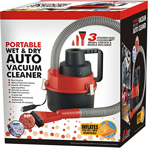 NEW 12V WET DRY VACUUM CLEANER CAR VAN CARAVAN BOAT FLOOR AIR PUMP VOLT INFLATOR FOR TOYS | INFLATES POOL FLOATS AND AIR MATTRESSES | FLEXIBLE 3-FOOT VACUUM HOSE FOR GREATER REACH