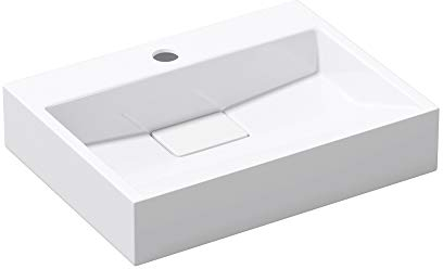 doporro Lavabo Suspendu avec Bonde Vasque à Poser Blanc 50x38x11cm Lave Mains Rectangulaire avec Perçage de Robinet Colossum19