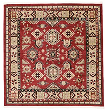 RugVista Shirvan Kazak, Alfombra, Ziegler / 200 x cm, Cuadrado, Pelo Medio, Sala de Estar, Comedor, Dormitorio, Limpieza en seco, Oeko_Tex_100, Rojo Beige