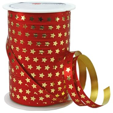 Poly - Ringelband - Weihnachten rot 10 mm x 100 m, 1 Rolle(n)
