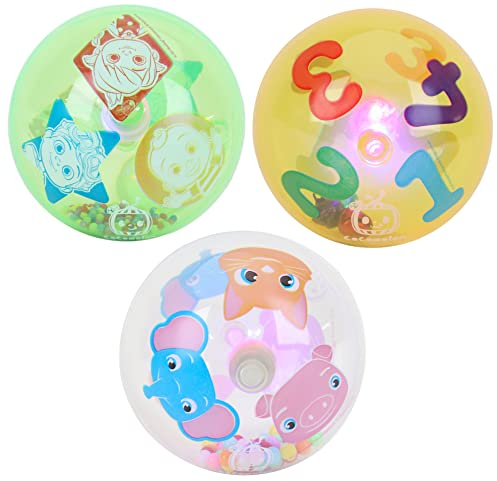 Toyland® 3er-Pack Cocomelon 8cm Leucht- und Schüttelkugeln - Coco Melon Babyspielzeug - Kleinkind-Sensorikspielzeug - Geeignet ab Geburt
