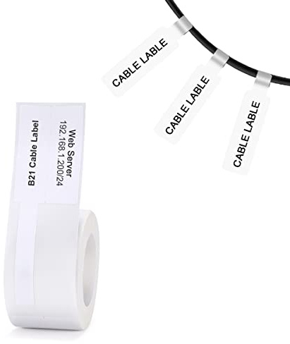 Cinta adhesiva compatible con NIIMBOT B21/B1/B3S, Cable Etiqueta Impresora Papel Impermeable Antiaceite Resistente a Arañazos Cable Adhesivo Blanco 25x38mm 100Pcs