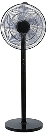 HealSmart 15 Adjustable 12 Levels Speed Pedestal Stand Fan with Remote Control for Indoor, Home, Office and College Dorm Use, 90 Degree Horizontal Oscillating, 9 Hours Timer, 15 Inch, Black