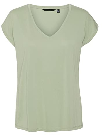 VERO MODA Camiseta básica de Cuello en V de Mujer Manga Corta Hombros Bajos VMFILLI.
