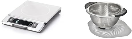 OXO Good Grips 5kg Stainless Steel Food Scale, 1.2 & Good Grips Stainless Steel 2.8L Colander, Metal