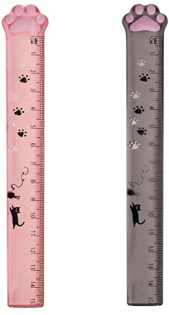 DHWEKU 2 Pezzi Righello, Meow Ruler, 15 cm, per Misurare, Sottolineare e Tracciare Linee Nette e Precise, Righello a Forma di Zampa di Gatto