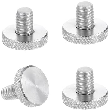 sourcing map Viti a testa piatta M8 x 10 mm, viti a testa piatta in acciaio inossidabile 304, bulloni a testa zigrinata con diamante metrico manopole per stringere a mano, diametro 20 mm, 4 pezzi