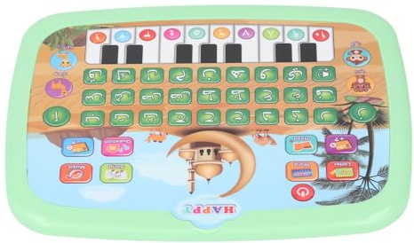 Hamwesh Electronic Arabic Learning Book, Intelligent Educational Toy with 28 Alphabet Words, 10 Numbers for Kids to Learn Arabic Language Through Interactive Games (Green)
