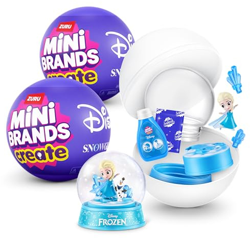 Mini Brands Snow Globe Disney S1 Capsule, 2PK de ZURU,Plástico, Multicolor | Descubre Personajes Disney Perfectamente Replicados, Construccion y Personalizacion DIY, Miniaturas Coleccionables