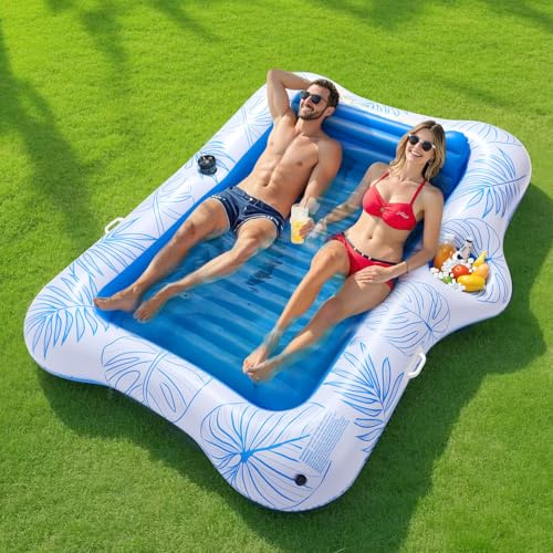 MoKo Tanning Pool Luftmatratze | Tannng Bed mit Getränkehalter, Loungesessel, Bräunungspool, Groß Schwimmbett, Solarium Loungesessel Pool Spielzeug