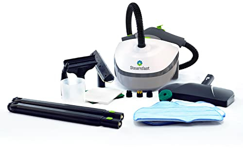 Steamfast SF-370 Canister Cleaner with 15 Accessories-All-Natural, Chemical-Free Pressurized Steam Cleaning for Most Floors, Counters, Appliances, Windows, Autos, and More, 64 inches, White