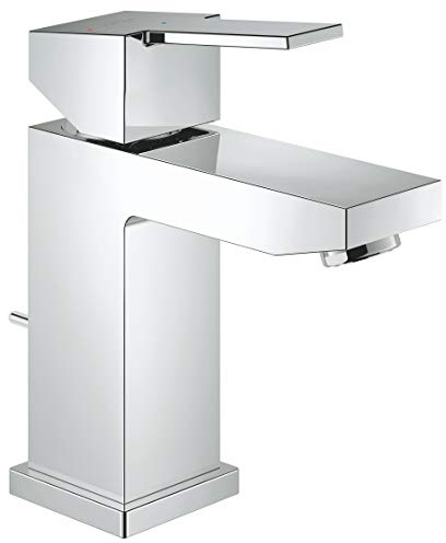GROHE Sail Cube - Einhand- Waschtischarmatur (wassersparend, Schnell-Montage-System, mit Temperaturbegrenzer, flexible Anschlussschläuche), chrom, 23435000