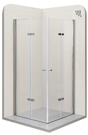 i-flair Duschkabine EMMA mit Falttüren 100x120 cm Höhe: 190cm, Eckduschkabine Falttürkabine aus durchsichtigem 6mm NANO ESG Sicherheitsglas - DK99