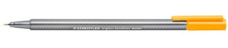 STAEDTLER penne arancione fluo Triplus fineliner, punta fine rinforzata in metallo 0.3 mm, fusto triangolare ergonomico, confezione da 10 fineliner, 334-401