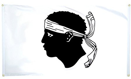 Digni Drapeau de Balcon (avec 4 Oeillets) France Corse - 90 x 150 cm Sticker Gratuit