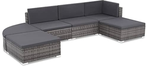 vidaXL Gartensofa 16-TLG. Poly Rattan Gartenmöbel Sitzgruppe Lounge Gartenset