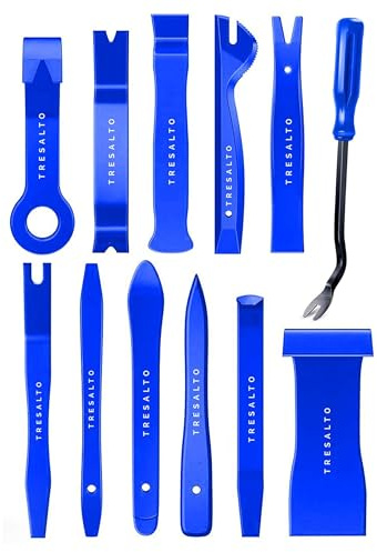 Tresalto 12 st verktygssats för biltrim – högkvalitativa verktyg för trimborttagning för bilar, inga repor av plast, verktygssats, verktyg för interiörtrimning, bilverktyg, komplett uppsättning för