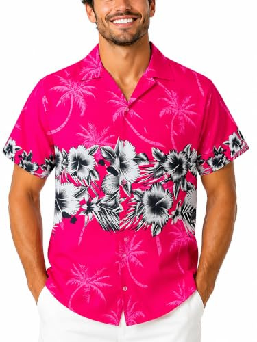 King Kameha Funky Hawaii Hemd Männer - Tropisches Hawaiihemd Herren Kurzarm mit Brusttasche & floralem Print