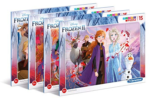 Clementoni 22235 Rahmenpuzzle Frozen 2 – Puzzle 15 Teile ab 3 Jahren, buntes Kinderpuzzle mit Rahmen und großen Puzzleteilen, Geschicklichkeitsspiel für Kinder
