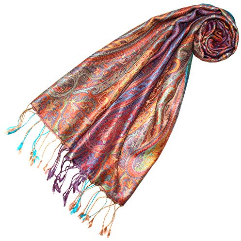 Lorenzo Cana Luxus Seidenschal für Frauen Schal 100% Seide gewebt Damenschal elegant Paisley Muster Pastellfarben 78647