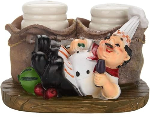 VIFER Salz und Pfefferstreuer Chef Statue, Harz Ornamente Salz Pfeffer Flaschenhalter Küche Zubehör Home Restaurant Dekor Geschenke