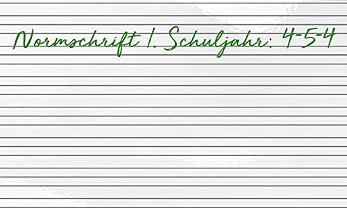 Marker-Folie Whiteboard weiß | mit Lineatur | selbstklebend beschreibbar abwischbar zuschneidbar | PREMIUM Klebefolie WEISS | (180x120 cm, Normschrift 1. Schuljahr:4-5-4)