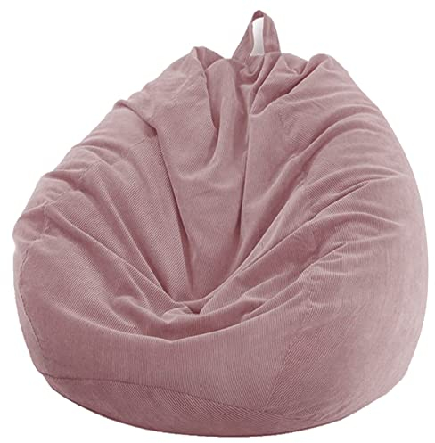 Chickwin Bean Bag Chair Cover, Corduroy Bean Bag Chair Without Filling, for Outdoor and Indoor Relaxation, Lounge Chair, Bedroom Cushion (Pink, 100 x 120 cm)