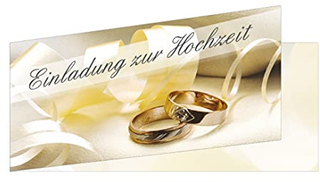 25 Stück Einladungskarten zur Hochzeit (EKT-105) Format DIN lang Einladungen Ringe Trauung Feier