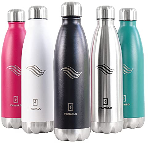 TAVIALO Edelstahl Trinkflasche – Isolierflasche 500ml/750ml/1000ml, BPA-frei, Kohlensäure-geeignet, doppelwandig, hält Getränke 24h kalt & 12h heiß – für Sport, Reisen & Outdoor (Schwarz)