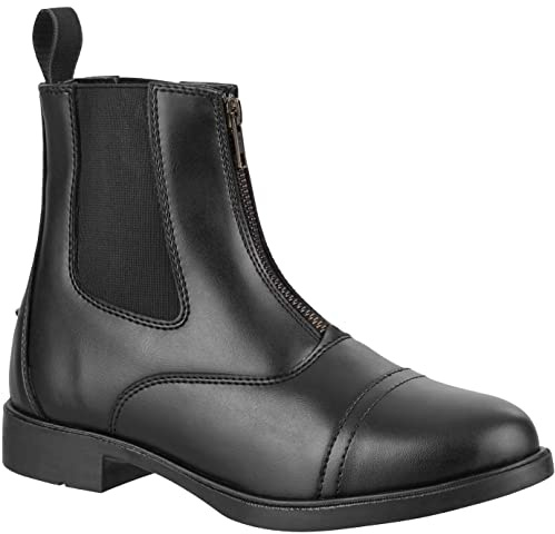 RL24 - Bottines d'équitation d'hiver Jodhpur Compagnon FZ en cuir synthétique noir pour enfants, femmes et hommes [Taille 29-46], Noir , 32 EU