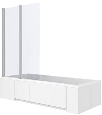 VBChome Faltwand Duschwand 100 x 140cm Chrom Duschabtrennung Spritzschutz Badewannenaufsatz Faltwand für Badewanne