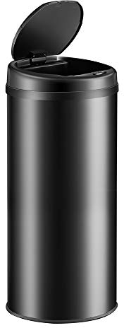 Monzana® Cestino a Sensore incl. Cavo di Ricarica Acciaio Inox Display LED Touchless Pattumiera Smart Raccolta Differenziata