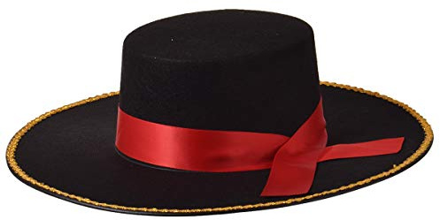 BPURB Cappello da combattimento con tori spagnoli, costume nero e rosso Sombrero per donne e uomini (nero con finiture dorate)