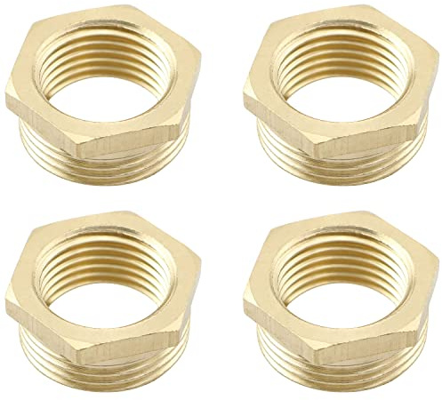 G1/2 Innengewinde auf ight 3/4 Außenschlauch Adapter TAODAN 4 Stück Gewinde Messing Reduzierstück, Rohrbuchse Fitting Garten PVC Schlauchadapter für Pex Schläuche, Kraftstoffleitung, Schlauchkupplung
