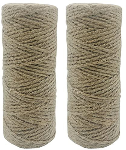 Jukway 2 x 50 m - Rouleau de ficelle de jute naturelle - 1,5 mm - 2 couches - Pour bricolage, décoration, floristique, artisanat, emballage, jardinage (2 x 50 m)
