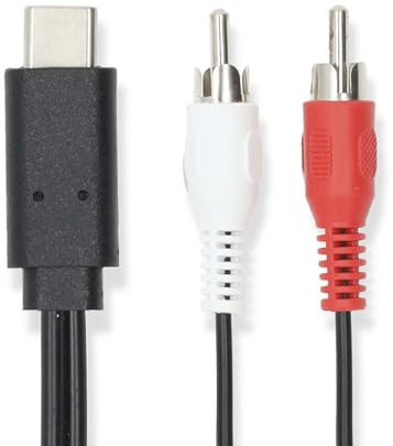 Nedis Adaptateur USB-C™ - USB 3.2 Gen 1 - Connecteur USB-C™ - 2 connecteurs RCA - 1 m - Rond - Nickelé - PVC - Noir - Sac en plastique