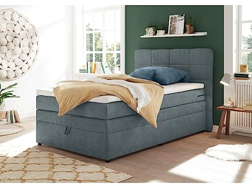 Lomadox Boxpsringbett 120x200 cm mit Bettkasten | Jugendbett in anthrazit mit Härtegrad H2