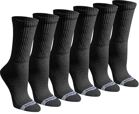 Eddie Bauer Women's Dura Dri Moisture Control 6-Pair Crew Socks, Black (6 Pairs), Medium