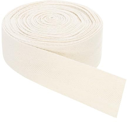 QUARKZMAN Schrägband, 1 Stück 11 Yard x 40mm - Baumwollstoffband, Rolle Schrägband für Kleidung, Accessoires, Taschen (Beige Weiß)