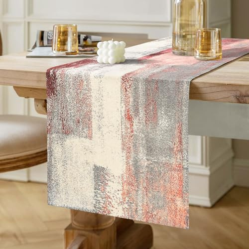 Runner da Tavolo Rosa Moderno in Cotone e Lino Centrino Rettangolare Doppio Strato Addensato Panno Decorativo per Cene di Feste Vacanze Cucina Banchetti Ristorante All'aperto 40 cm x 140 cm