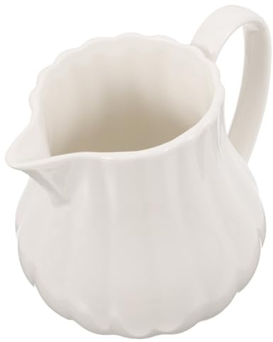 TOPBATHY Jarra de Cerámica de Color Blanco 240ml para Leche y Crema, Vertido Preciso y Tacto Cómodo, Adecuado para Café en Casa o Cafetería