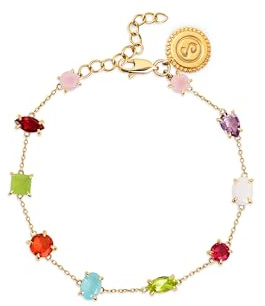 SINGULARU - Bracciale Drop Orchidea. Ottone con Finitura Placcata Oro 18Kt e Cristalli Colorati. Gioielli da Donna