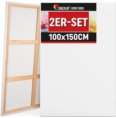 Zenacolor Toile Peinture 150x100 Set de 2 Canvas - Chassis Toile Grand Format 150x100 sans Acide - Tout Type de Peinture sur Toiles