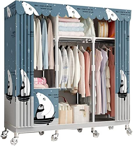 LAMEDOAT Tragbarer Kleiderschrank, Stoffgarderobe, Kleiderschrank-Organizer, hohe Aufbewahrungskapazität, beweglich, waschbar, zugfest, mit Riemenscheibe, komplett geschlossener Reißverschluss, tragb