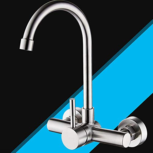 Wandmontierter Edelstahl 304, Unterputzmontage, Heiß- und Kaltmischung, Balkon-Waschbecken, Drehgelenk, Küchenspüle, Wasserhahn