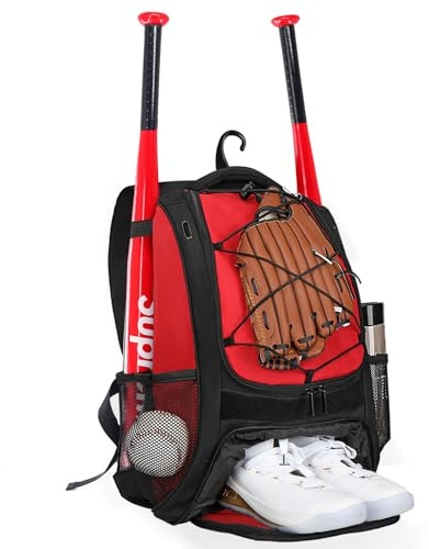 Goloni Baseball-Tasche, Rucksack für Baseball, T-Ball- und Softball-Ausrüstung und Ausrüstung, Softball-Tasche mit Schuhfach, Zaunhaken