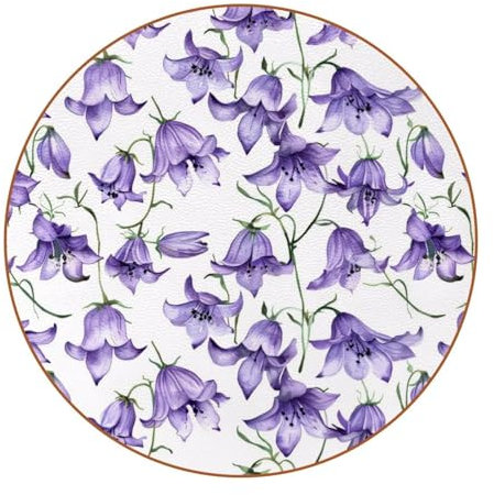 Eslifey Getränkeuntersetzer – Aquarell-lila Glockenblumen-Muster, Keramik-Getränkeuntersetzer mit Leder, 6-teiliges Set