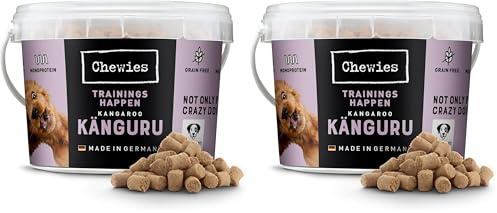 Chewies Trainingshappen Känguru - Monoprotein Snack für Hunde - 300 g - getreidefrei & zuckerfrei - Softe Leckerlies fürs Hundetraining - hypoallergen (Packung mit 2)